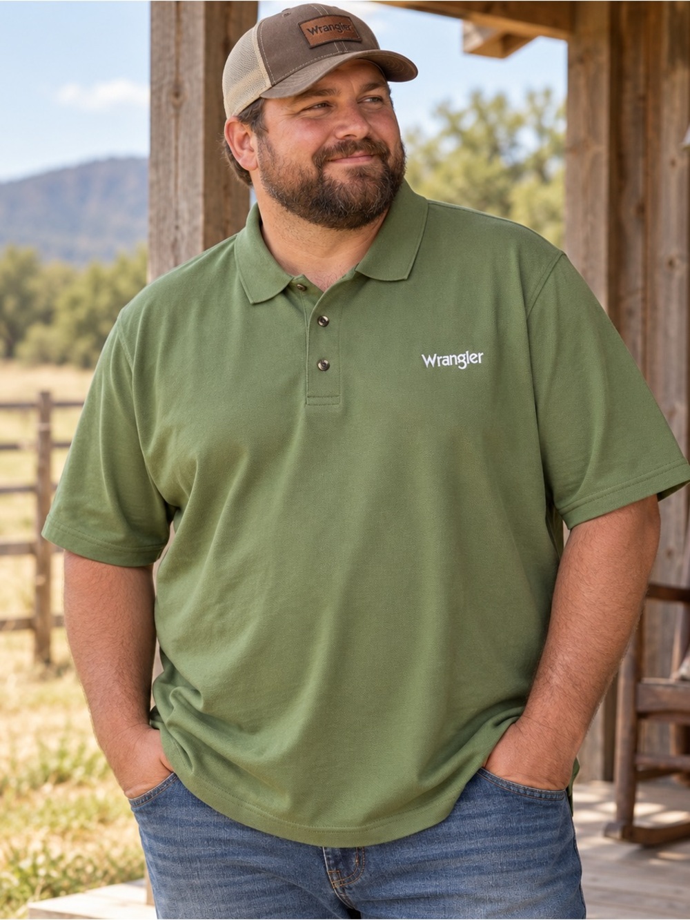 Wrangler Olive Green Logo Polo Shirt XLT Big Tall NWT